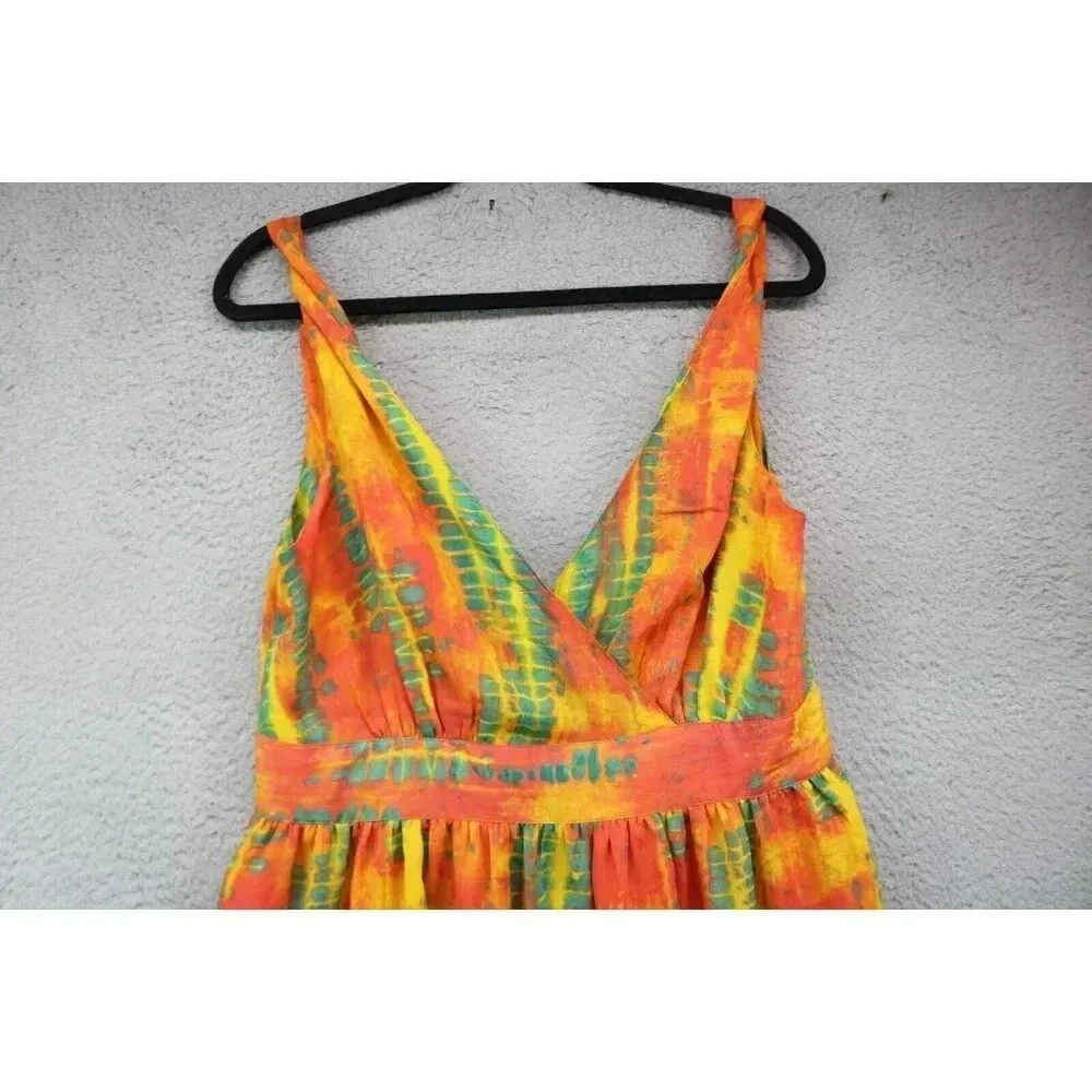 Ellen Weaver Sleeveless Tie-Dye Maxi Dress-Large-Empire Waist-Twisted Straps - Picture 2 of 9